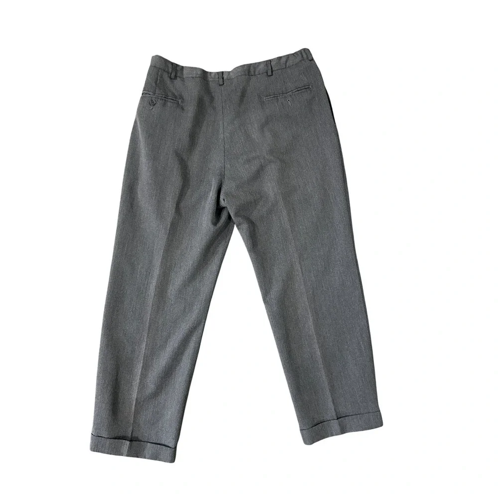Haggar Mens Pleated Dress Pants 38x30 Gray Cuffed Dacron Rayon Trousers 249054